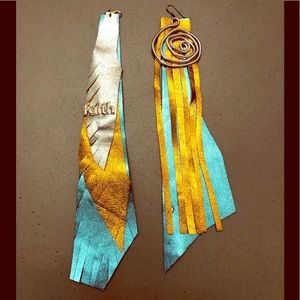 Handmade “faith” leather earrings - NEW